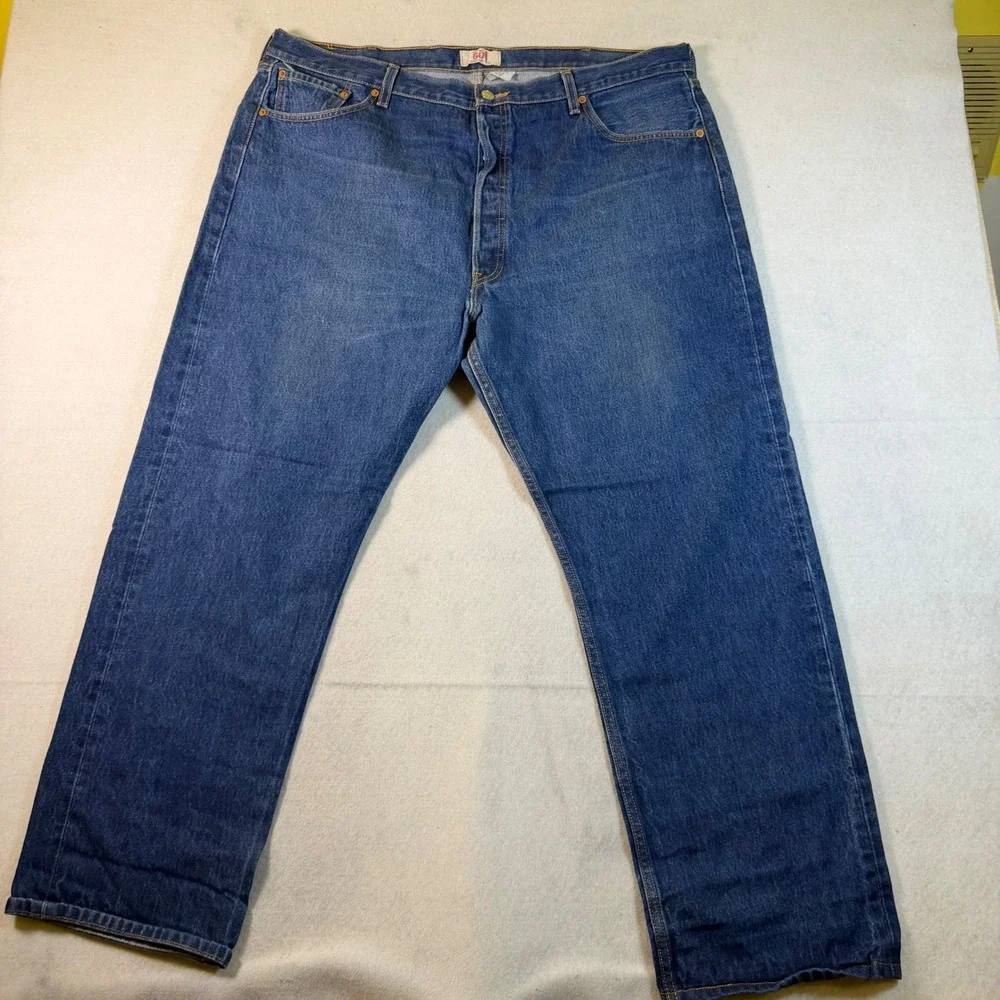 Levis 501 Original Fit Medium Wash Blue Denim Button Fly Jeans 44x32